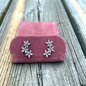 Elegant Silver Floral Earrings